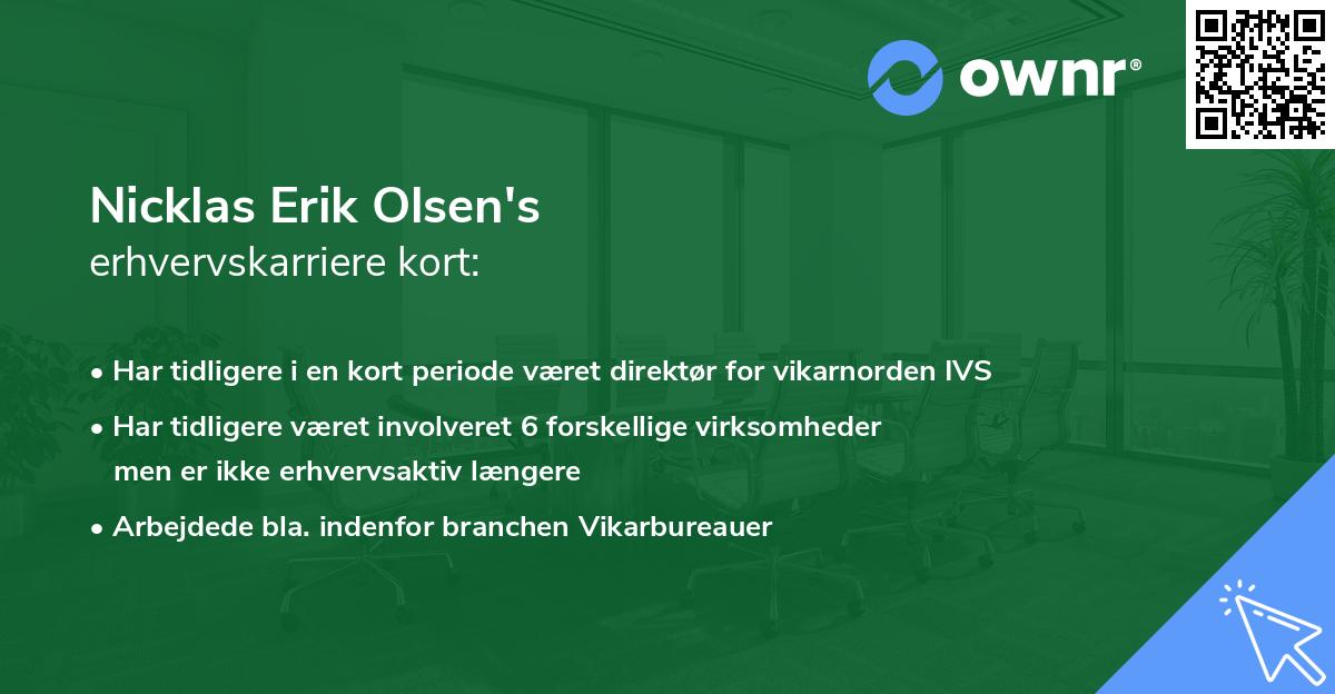 Nicklas Erik Olsen's erhvervskarriere kort
