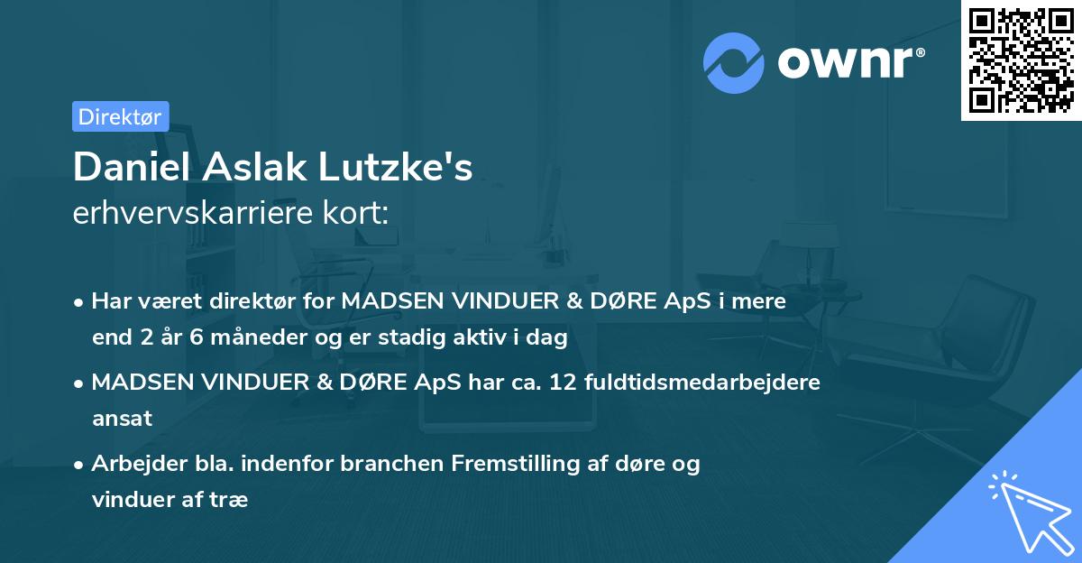 Daniel Aslak Lutzke's erhvervskarriere kort
