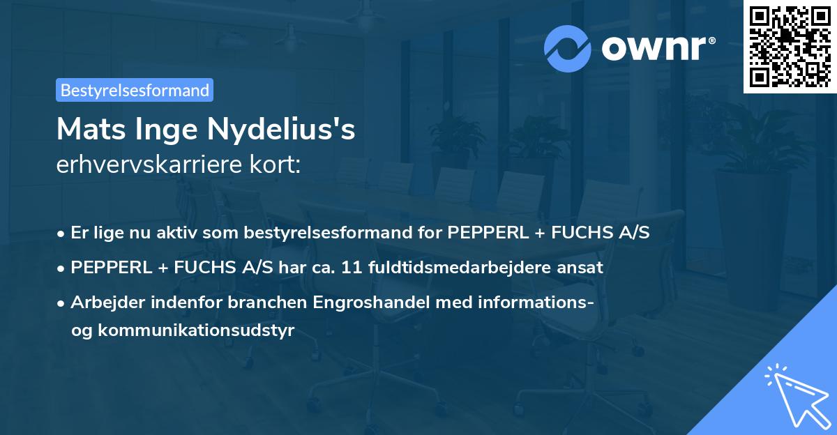 Mats Inge Nydelius's erhvervskarriere kort