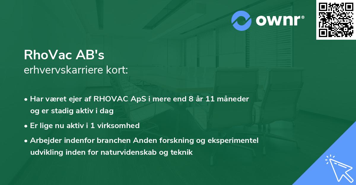 RhoVac AB's erhvervskarriere kort