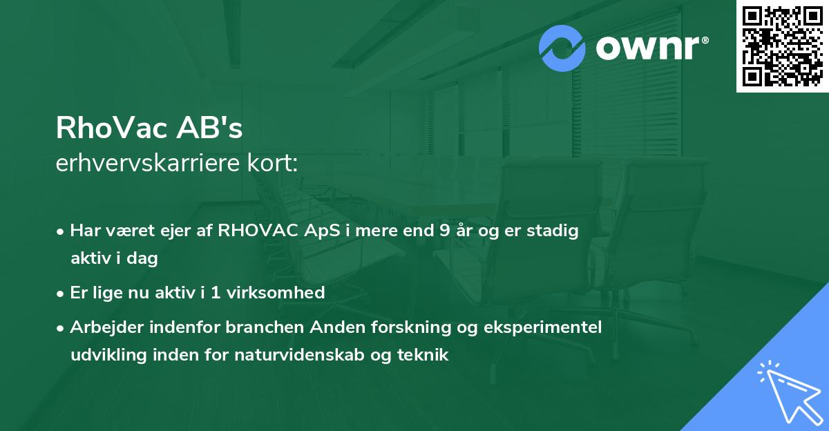 RhoVac AB's erhvervskarriere kort