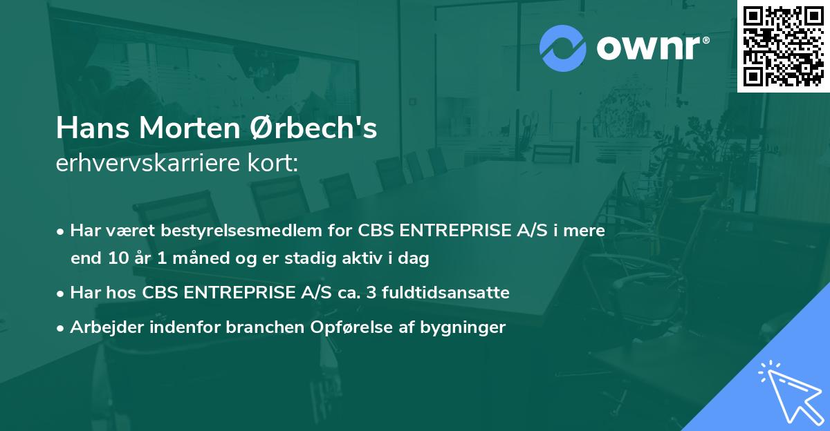 Hans Morten Ørbech's erhvervskarriere kort