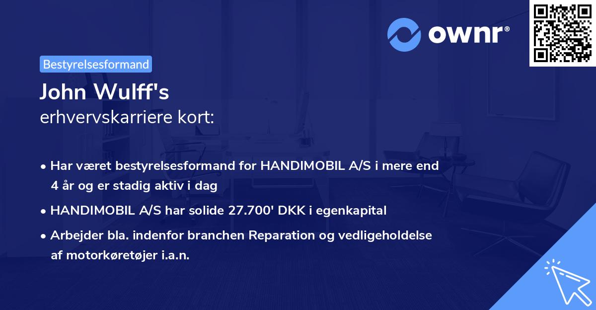 John Wulff's erhvervskarriere kort