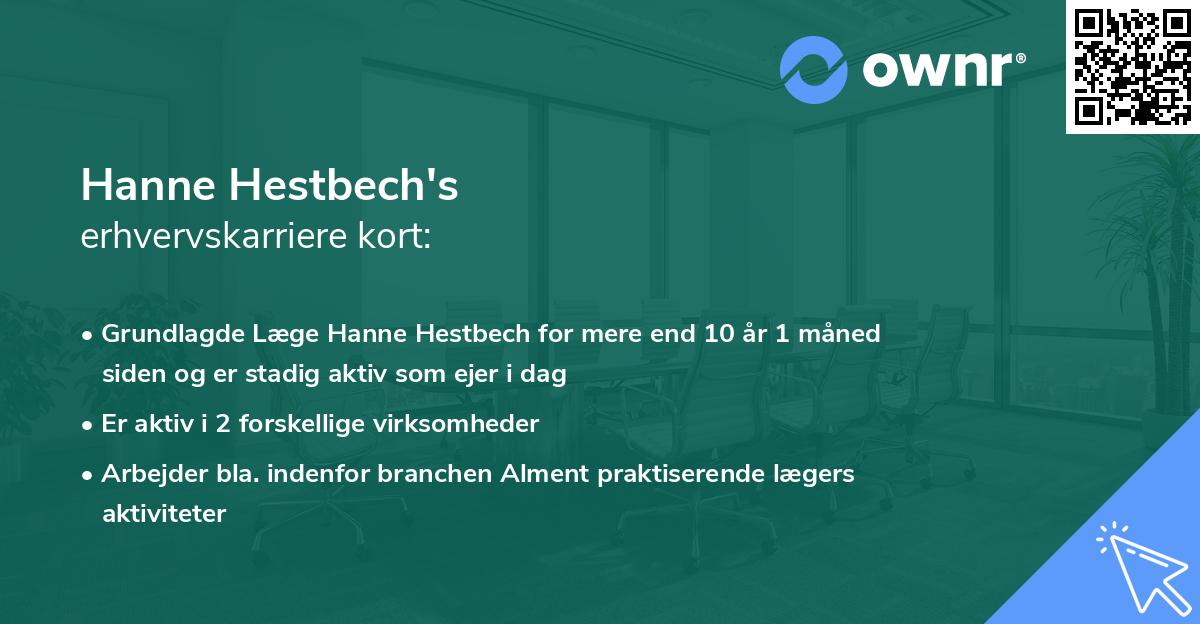 Hanne Hestbech's erhvervskarriere kort