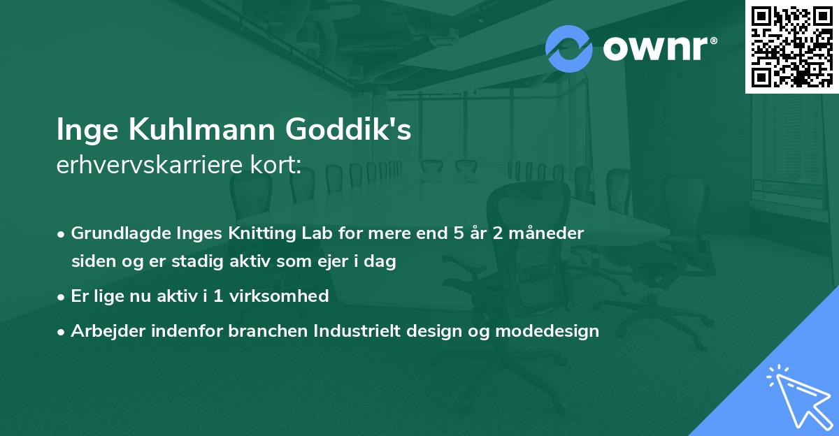 Inge Kuhlmann Goddik's erhvervskarriere kort