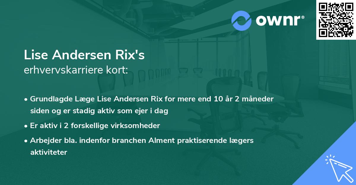 Lise Andersen Rix's erhvervskarriere kort