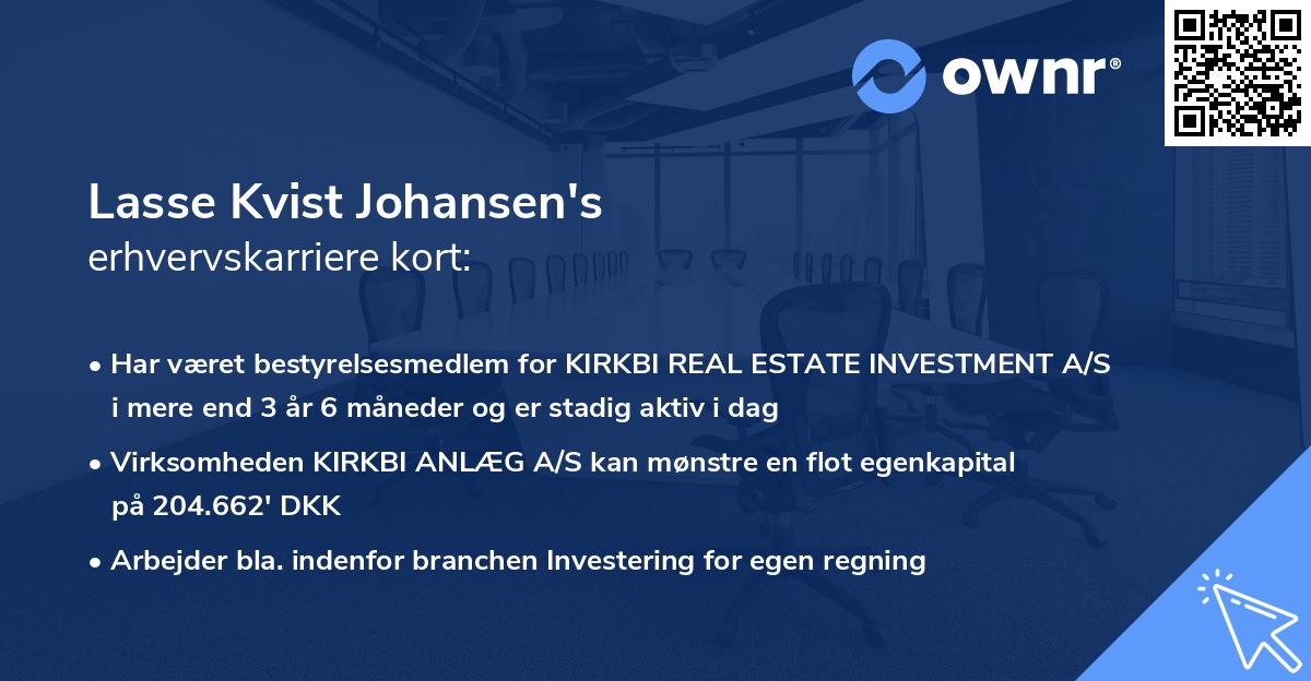 Lasse Kvist Johansen's erhvervskarriere kort
