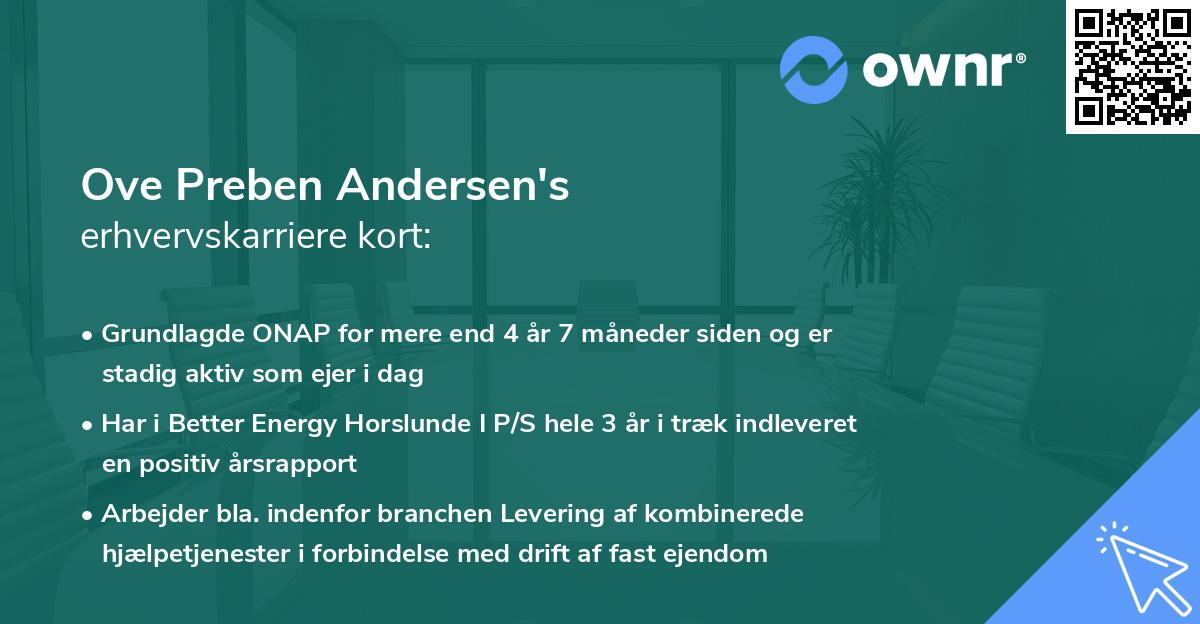 Ove Preben Andersen's erhvervskarriere kort