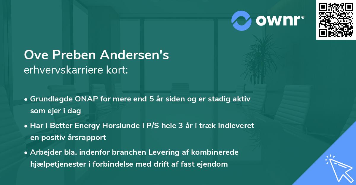 Ove Preben Andersen's erhvervskarriere kort