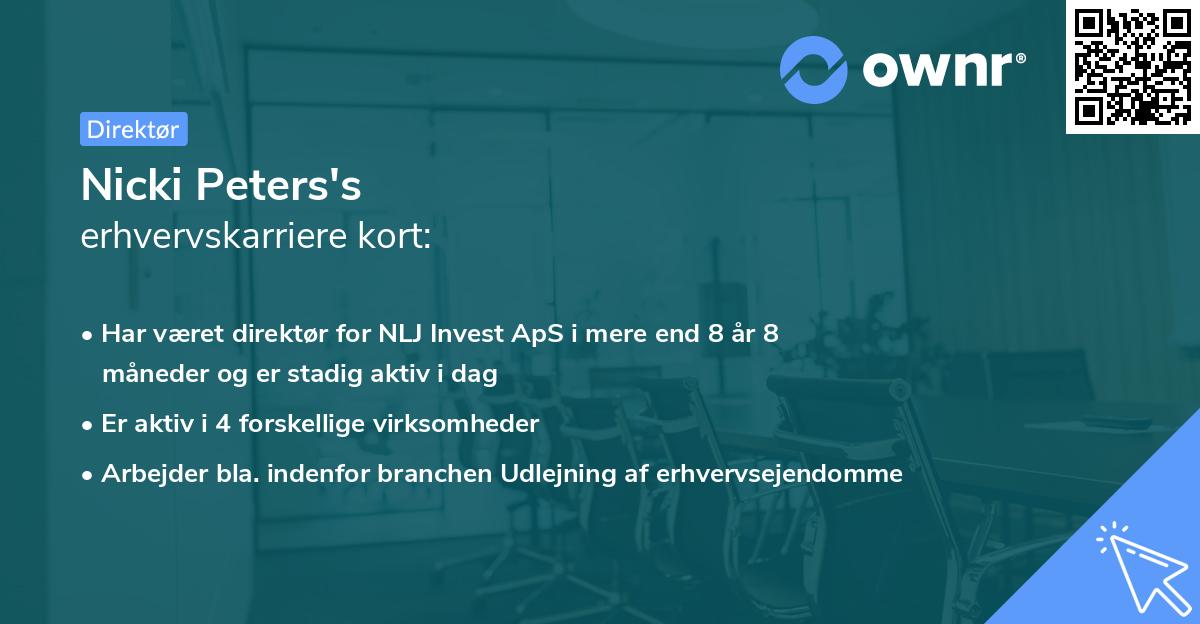 Nicki Peters's erhvervskarriere kort