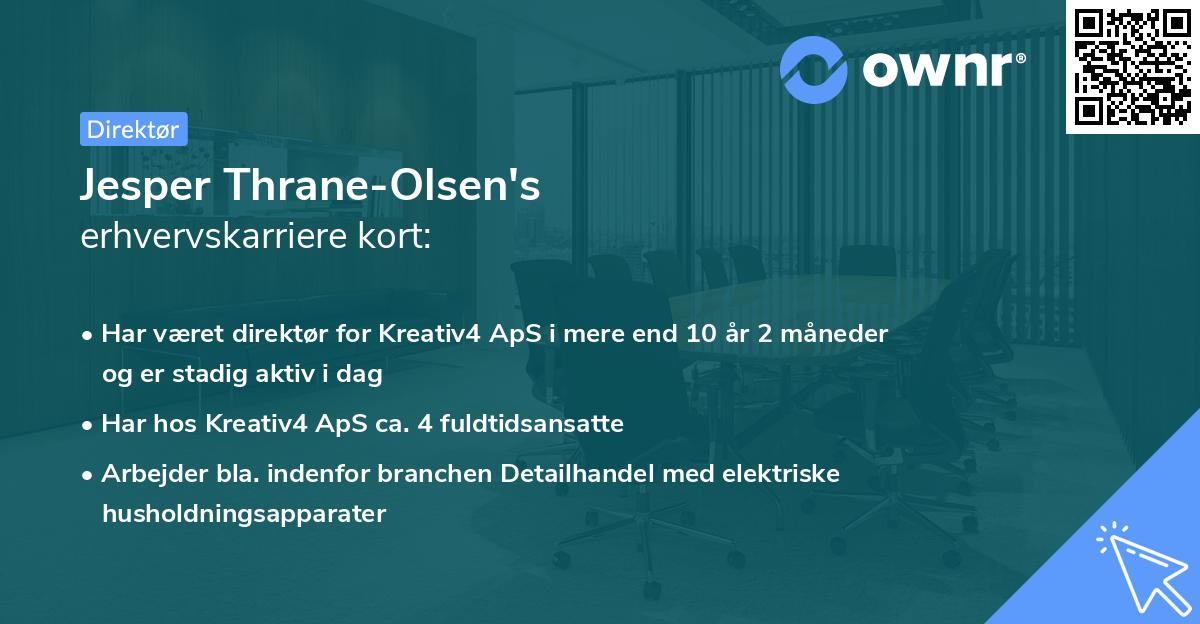 Jesper Thrane-Olsen's erhvervskarriere kort