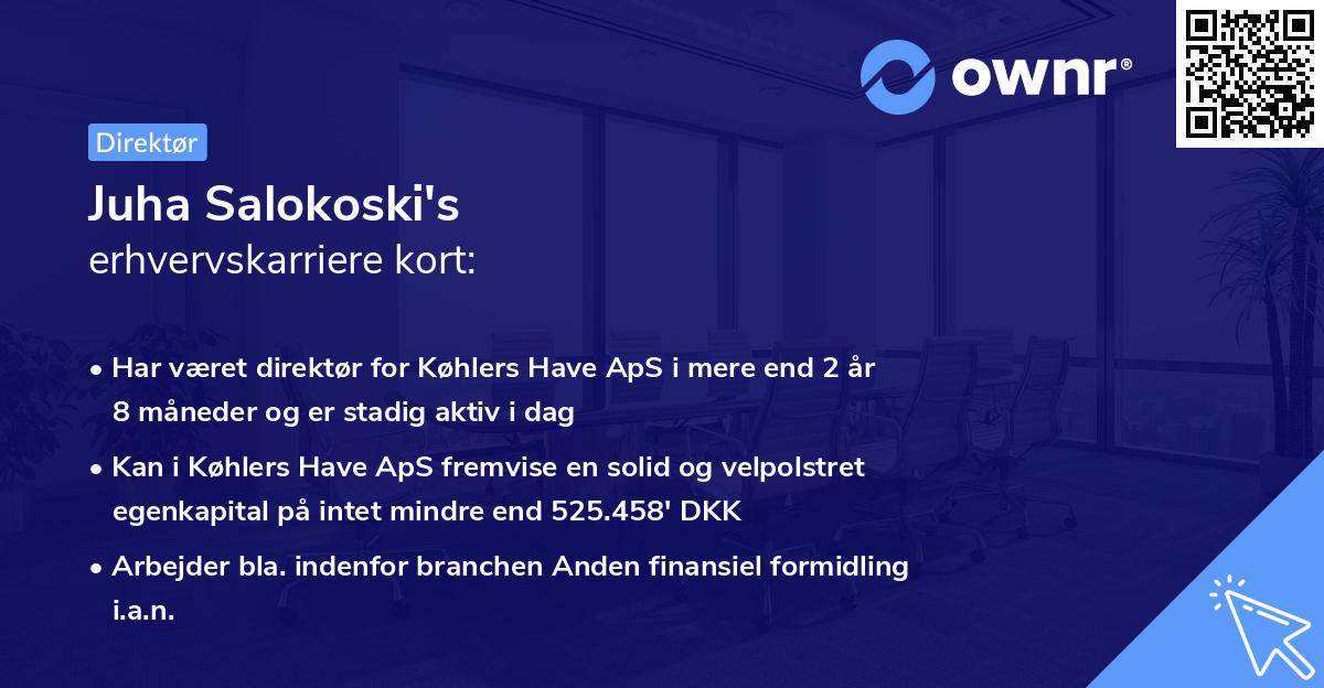 Juha Salokoski's erhvervskarriere kort