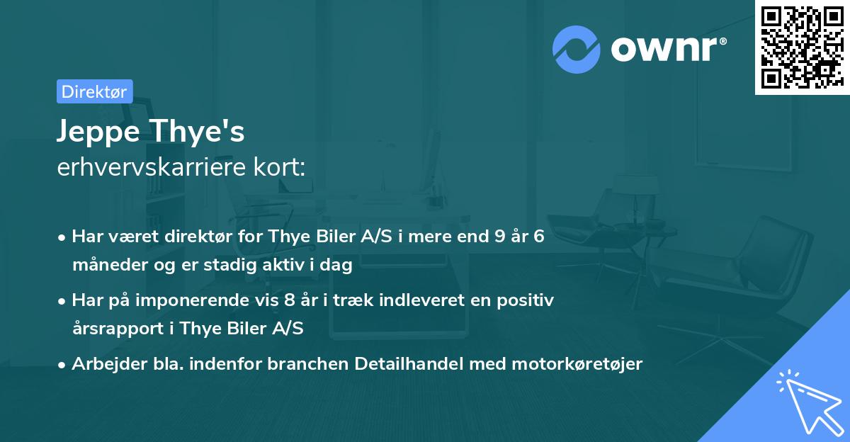 Jeppe Thye's erhvervskarriere kort