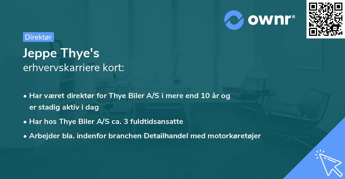 Jeppe Thye's erhvervskarriere kort