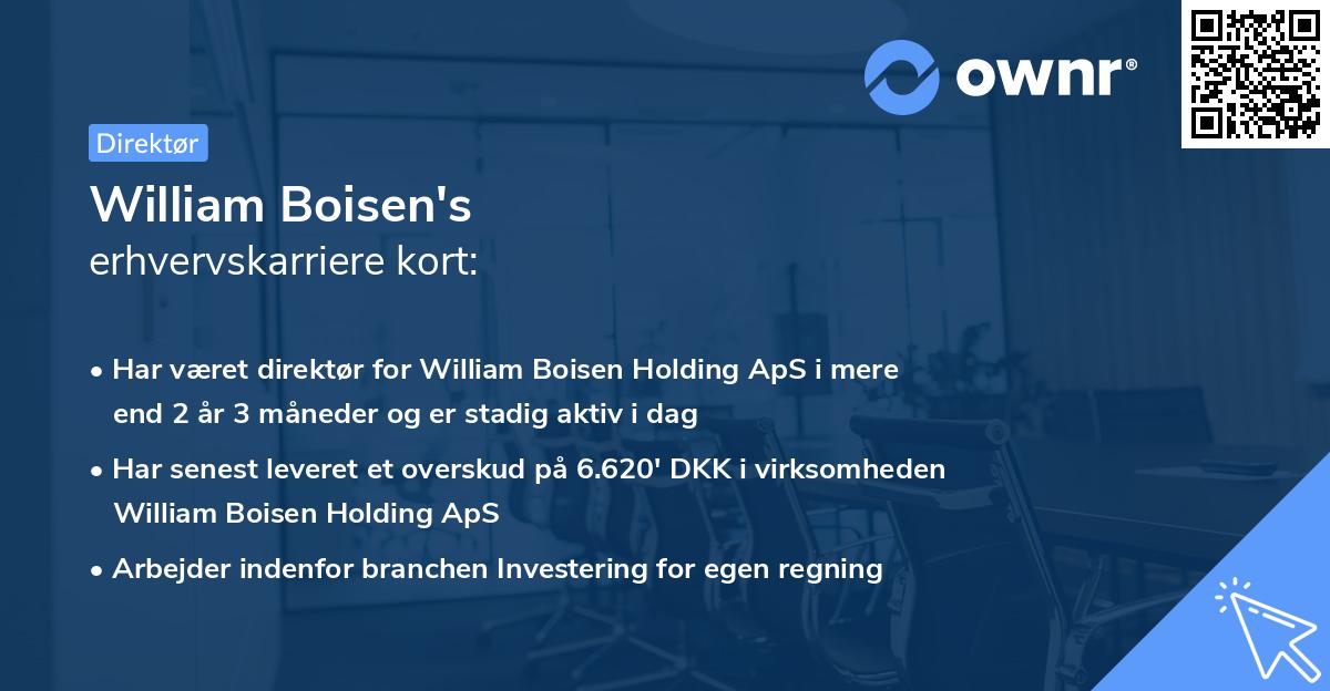 William Boisen's erhvervskarriere kort