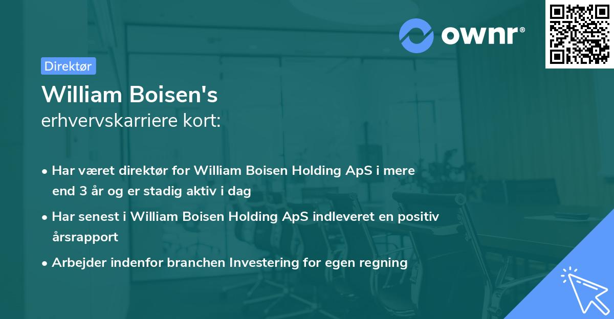 William Boisen's erhvervskarriere kort