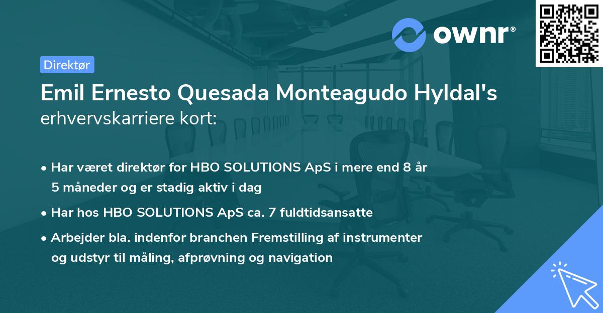 Emil Ernesto Quesada Monteagudo Hyldal's erhvervskarriere kort