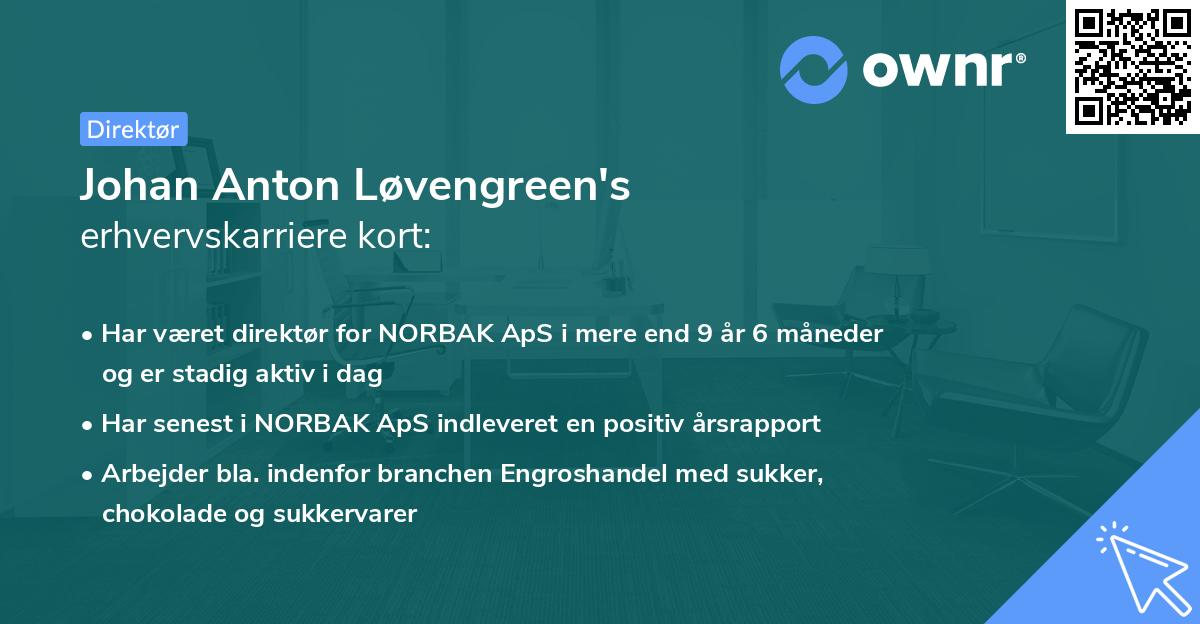 Johan Anton Løvengreen's erhvervskarriere kort