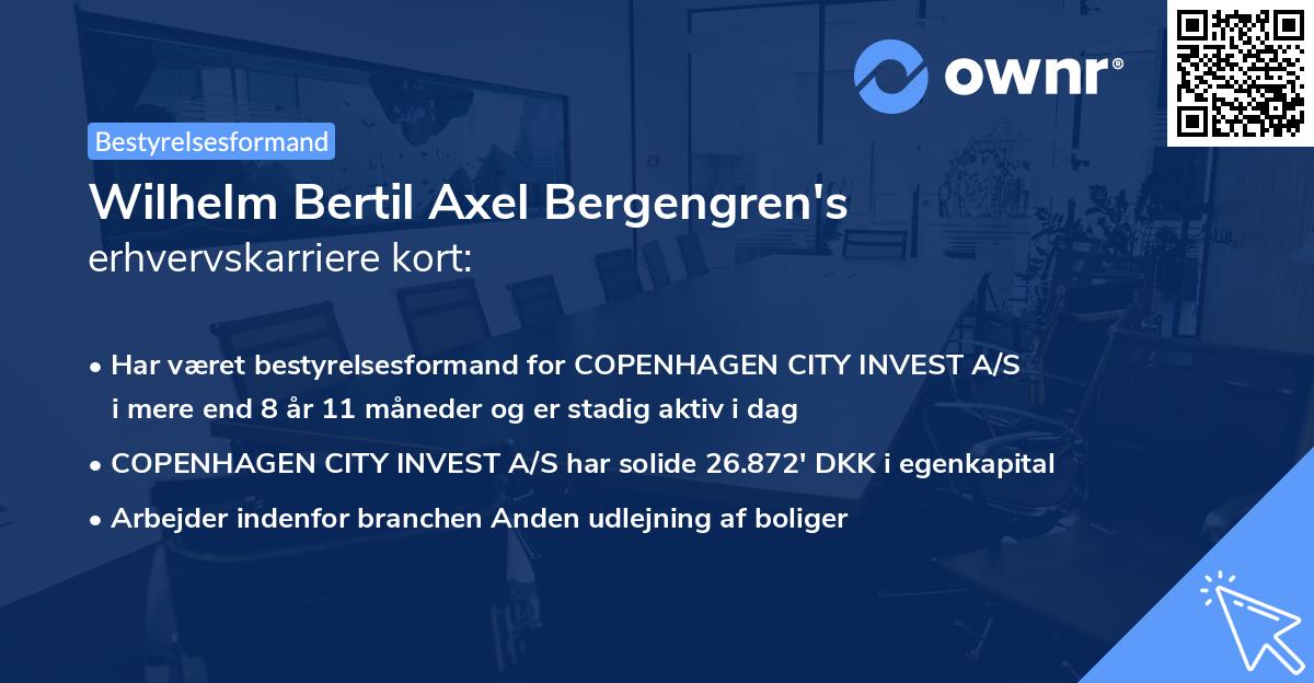 Wilhelm Bertil Axel Bergengren's erhvervskarriere kort