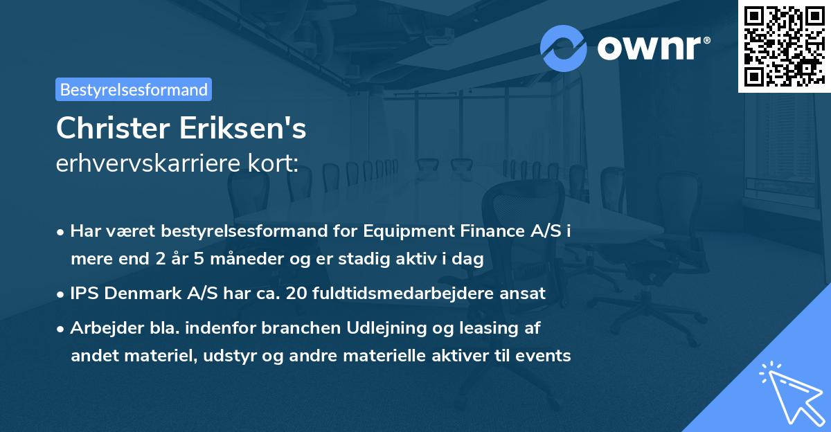 Christer Eriksen's erhvervskarriere kort