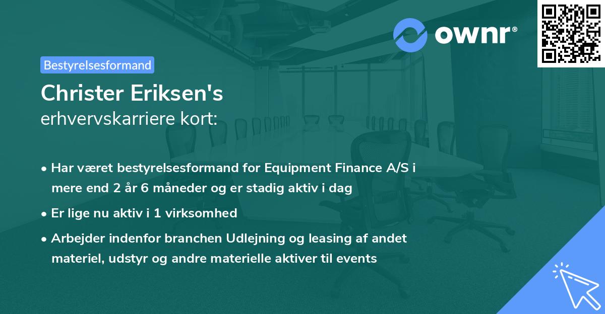 Christer Eriksen's erhvervskarriere kort