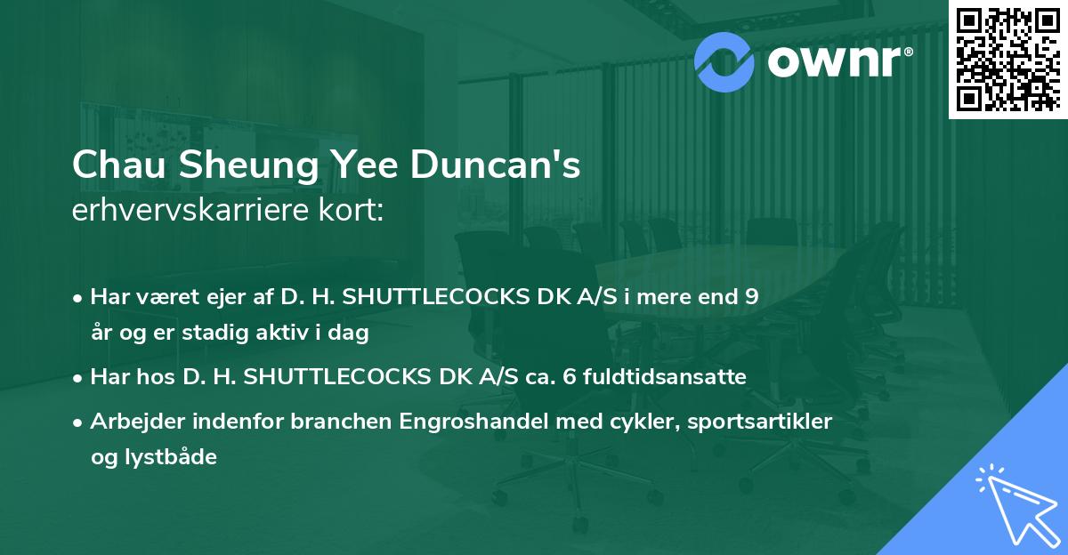 Chau Sheung Yee Duncan's erhvervskarriere kort