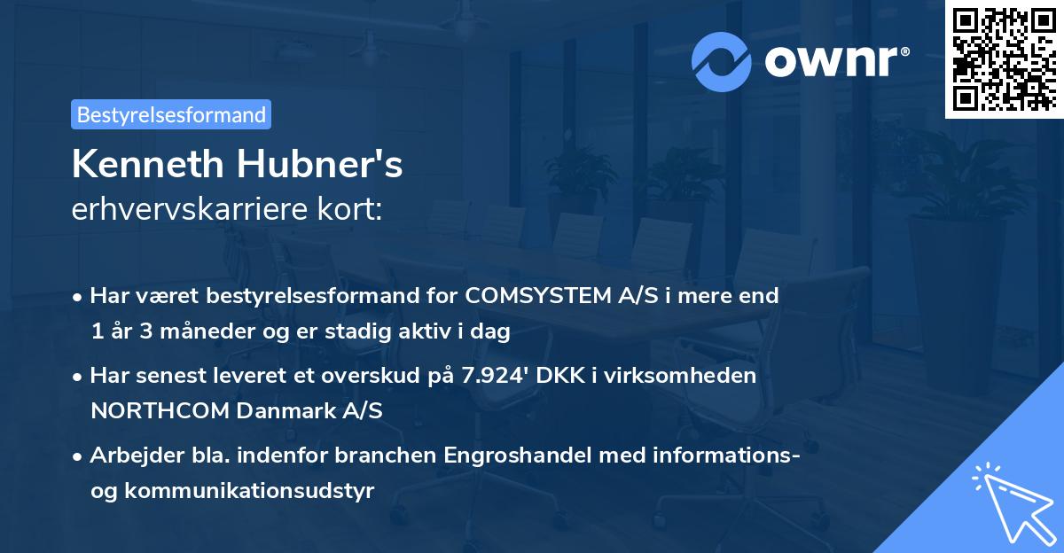 Kenneth Hubner's erhvervskarriere kort