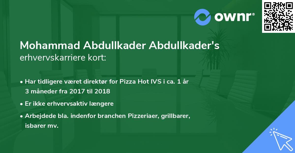 Mohammad Abdullkader Abdullkader's erhvervskarriere kort