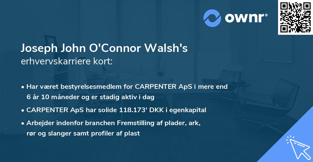 Joseph John O'Connor Walsh's erhvervskarriere kort