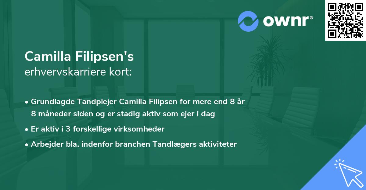 Camilla Filipsen's erhvervskarriere kort