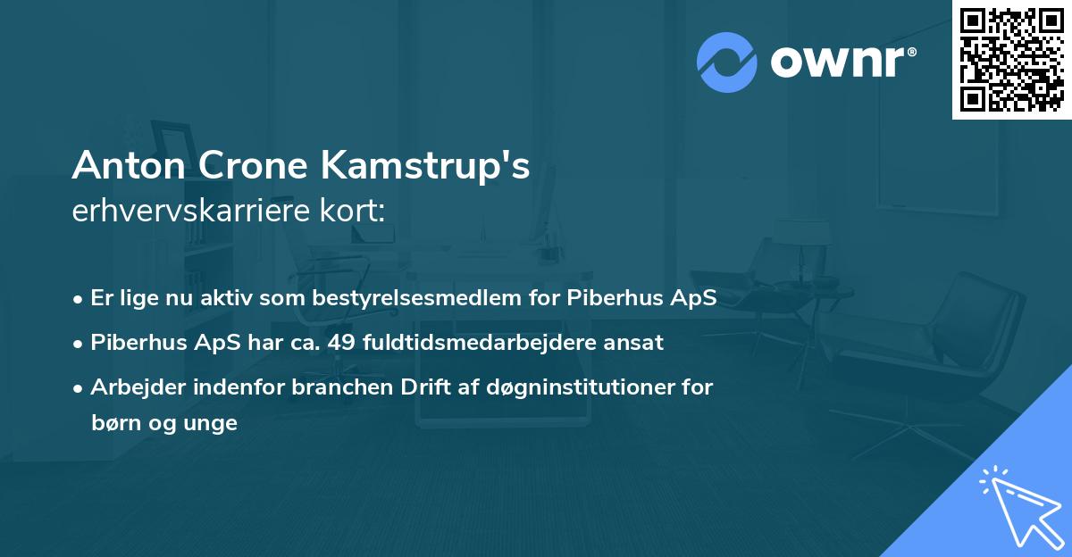 Anton Crone Kamstrup's erhvervskarriere kort