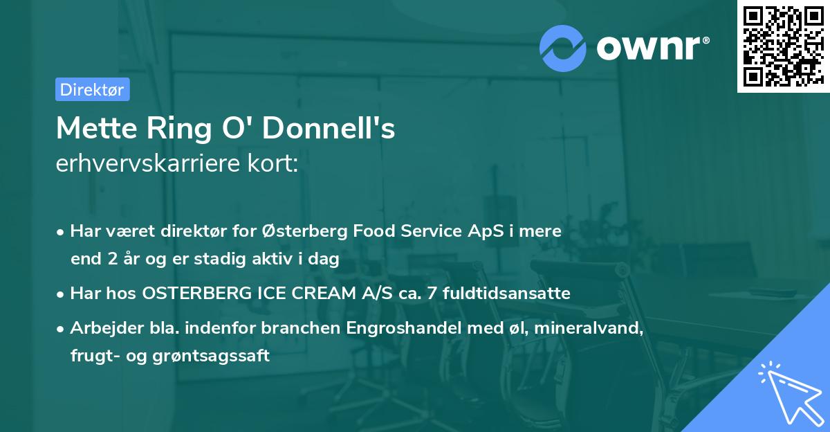 Mette Ring O' Donnell's erhvervskarriere kort