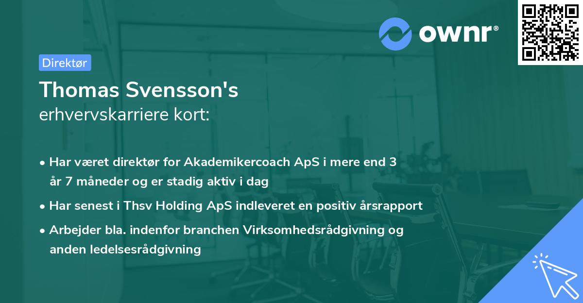 Thomas Svensson's erhvervskarriere kort