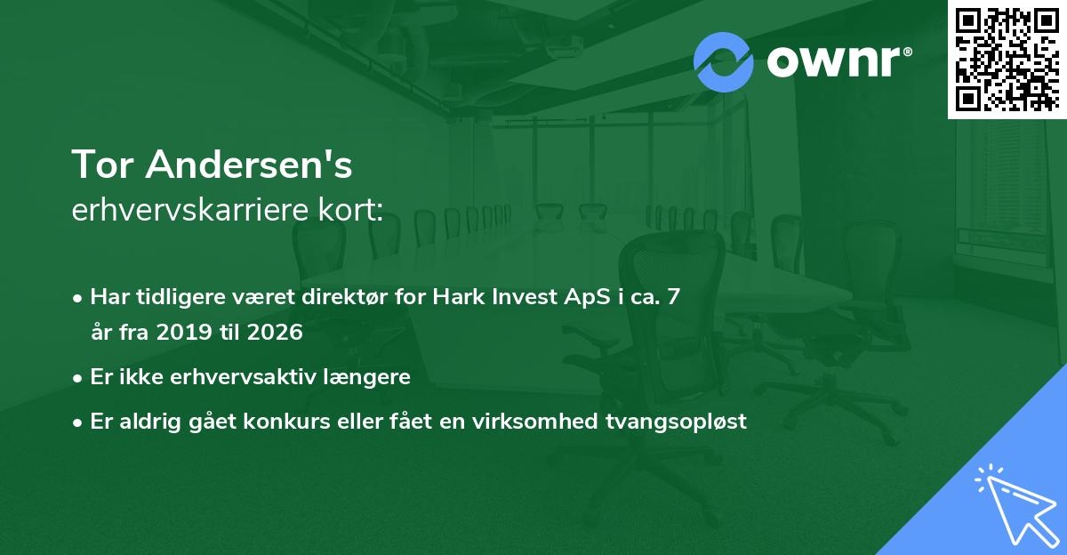 Tor Andersen's erhvervskarriere kort