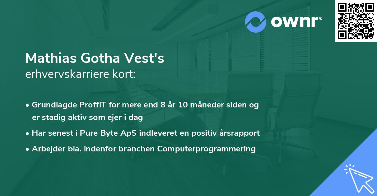 Mathias Gotha Vest's erhvervskarriere kort