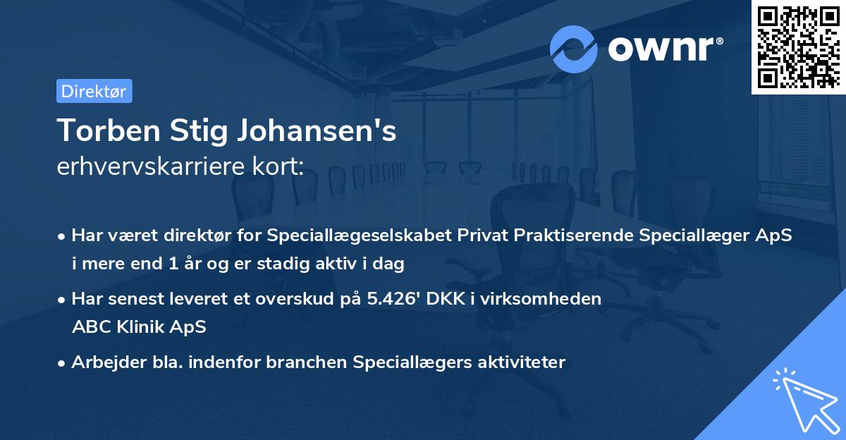 Torben Stig Johansen's erhvervskarriere kort