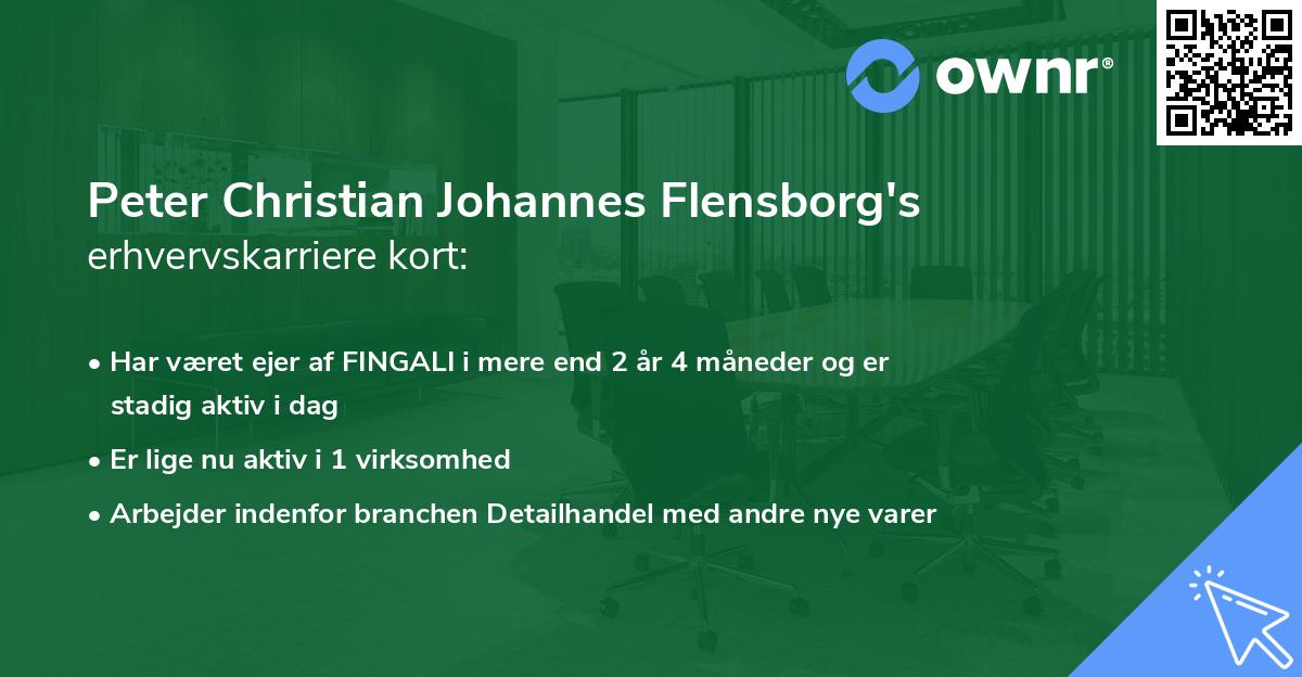 Peter Christian Johannes Flensborg's erhvervskarriere kort