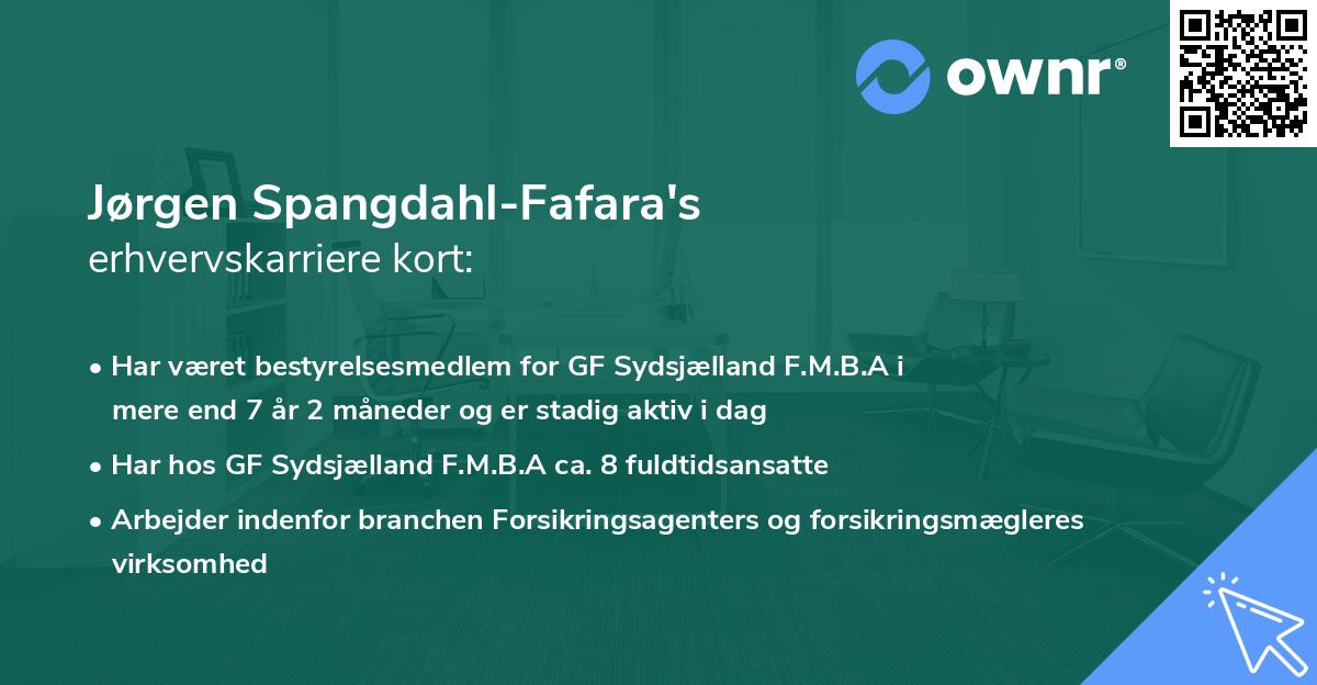Jørgen Spangdahl-Fafara's erhvervskarriere kort