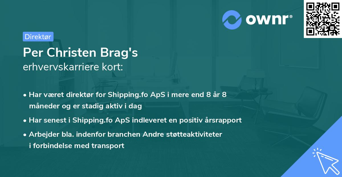 Per Christen Brag's erhvervskarriere kort
