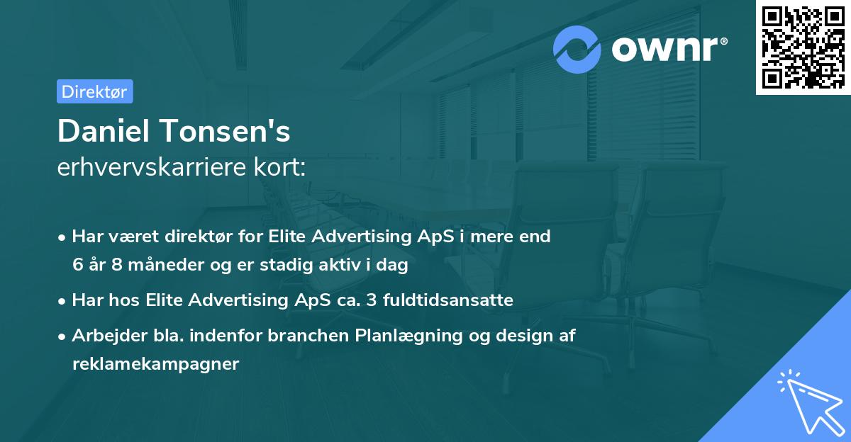Daniel Tonsen's erhvervskarriere kort