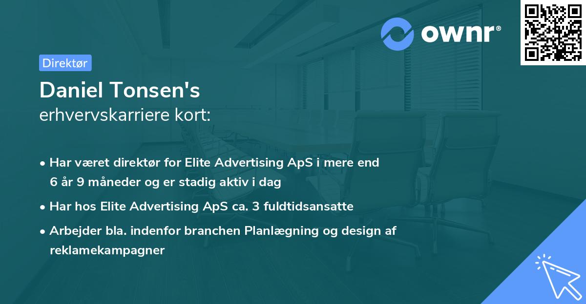 Daniel Tonsen's erhvervskarriere kort