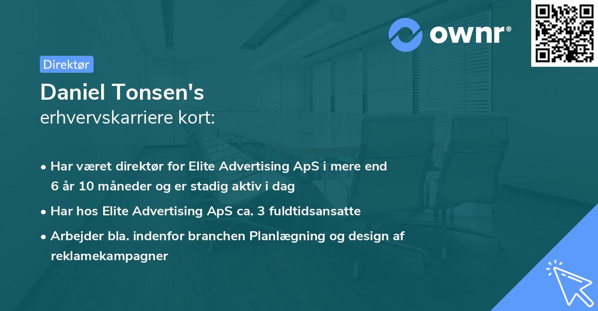 Daniel Tonsen's erhvervskarriere kort