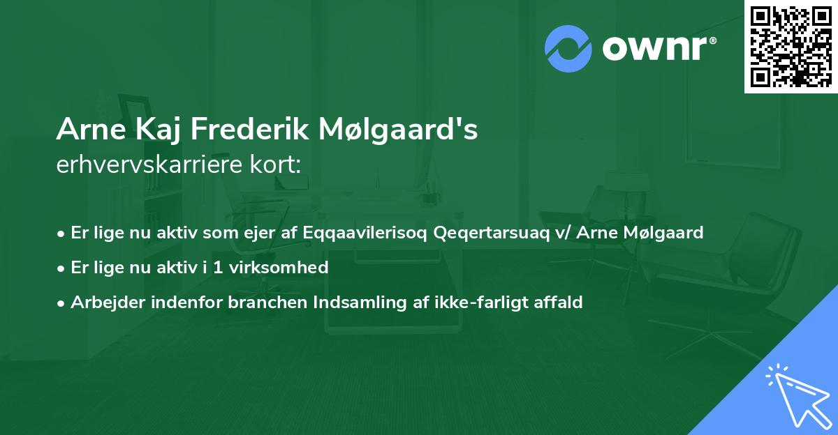 Arne Kaj Frederik Mølgaard's erhvervskarriere kort