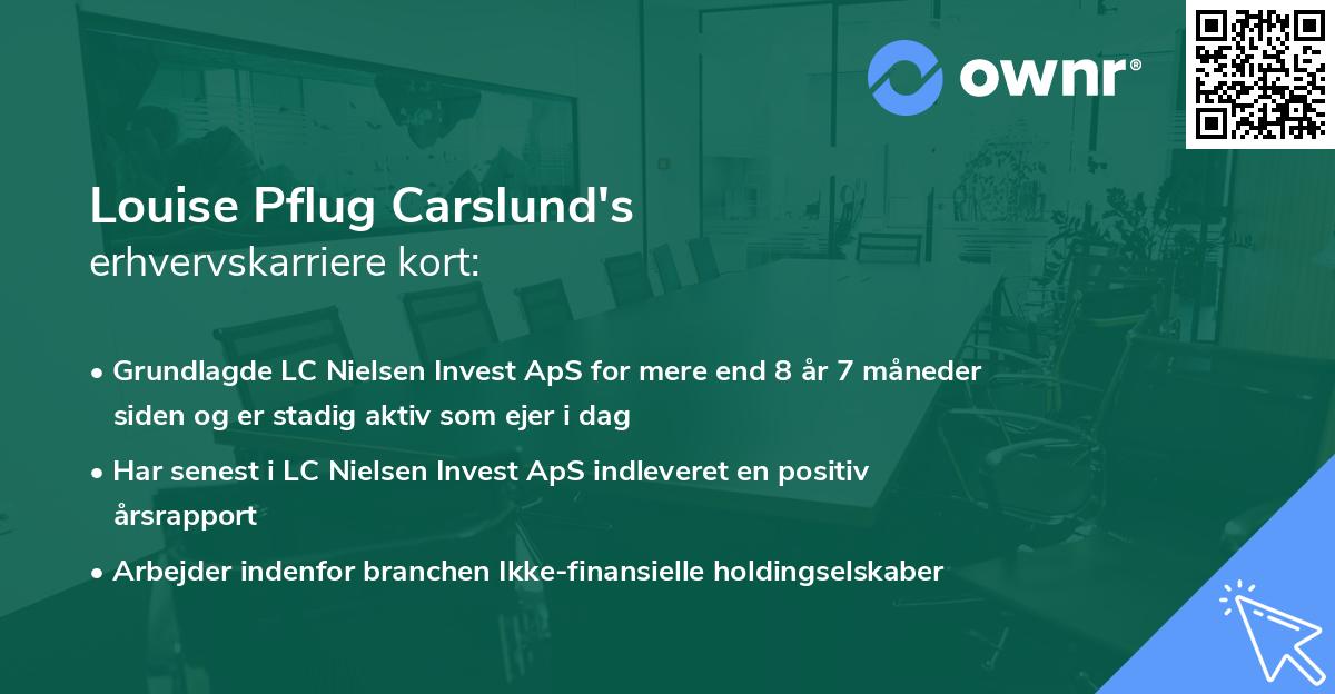 Louise Pflug Carslund's erhvervskarriere kort