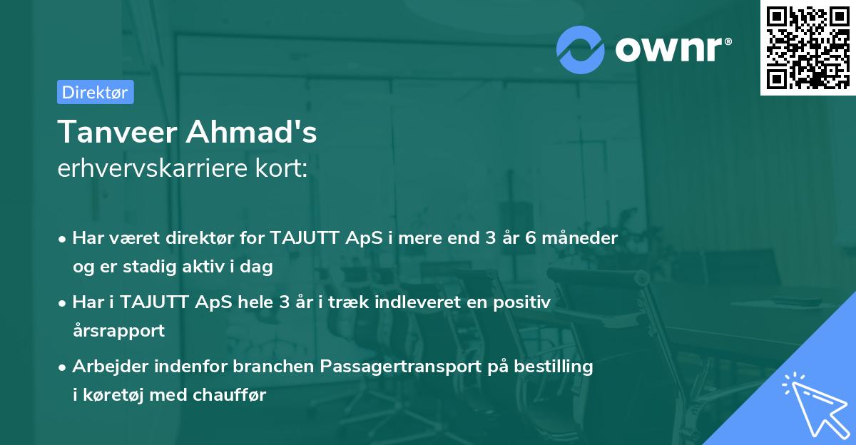Tanveer Ahmad's erhvervskarriere kort