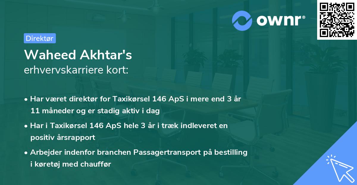 Waheed Akhtar's erhvervskarriere kort