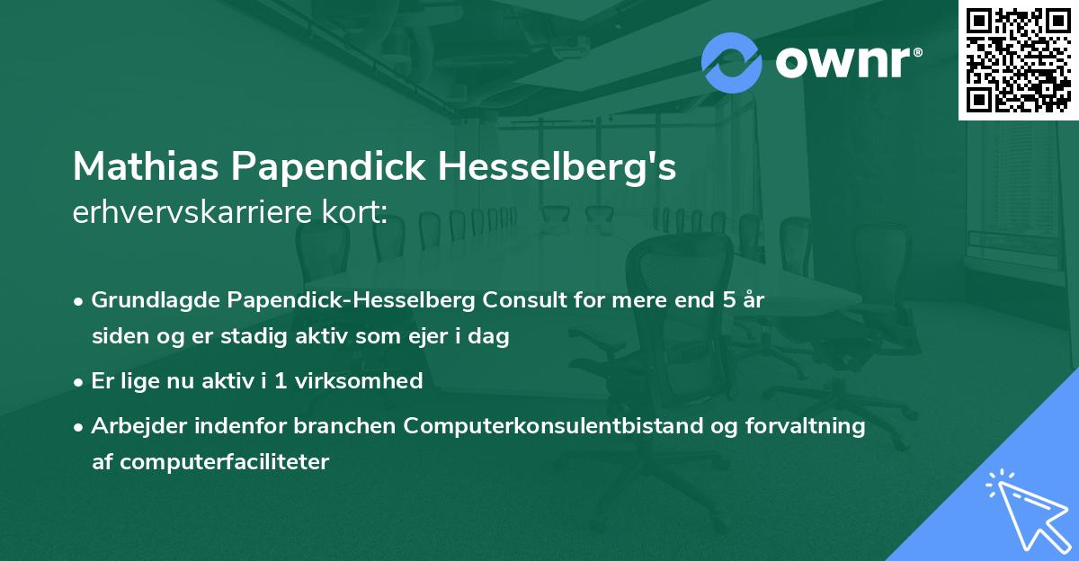 Mathias Papendick Hesselberg's erhvervskarriere kort