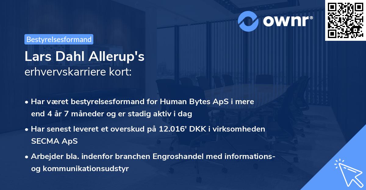 Lars Dahl Allerup's erhvervskarriere kort