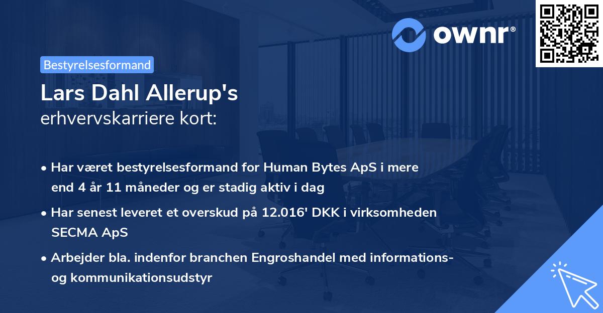 Lars Dahl Allerup's erhvervskarriere kort