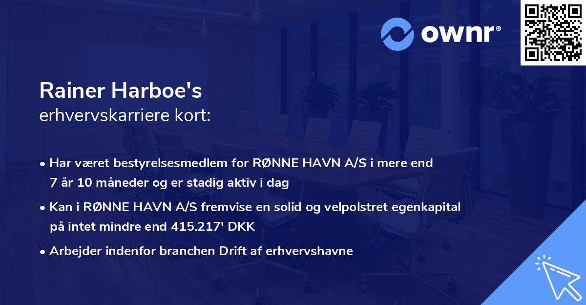 Rainer Harboe's erhvervskarriere kort